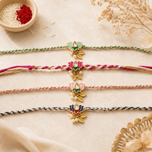 Set Of Four Designer Lotus Rakhis