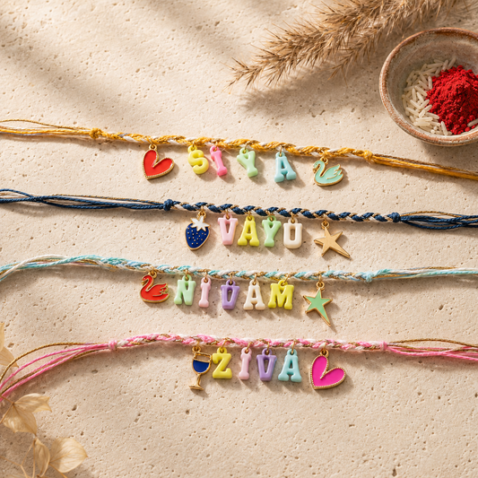 Set Of Three Custom Name Rakhis