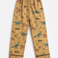 Boys Cotton Dinosaur Print Nightsuit Set (Shirt & Pajama) – Brown