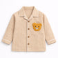 Cotton Checked Night Suit with Teddy Patch - Beige