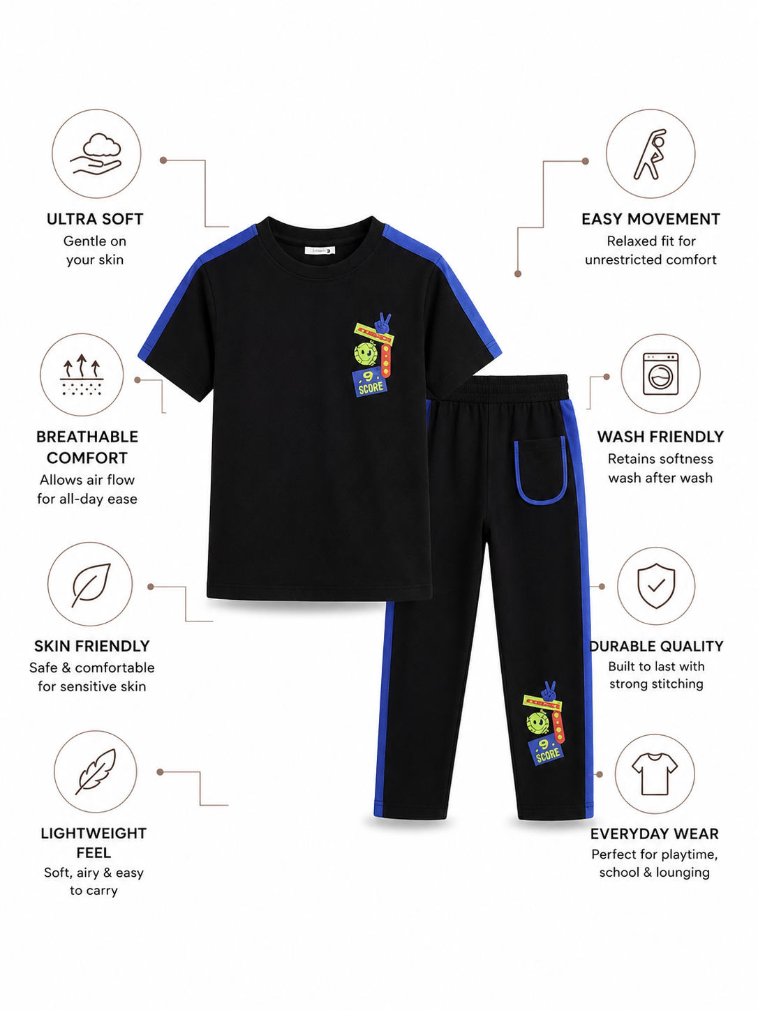 KAI Bamboo Co-ord Set – Oversized Kids Outfit - Black
