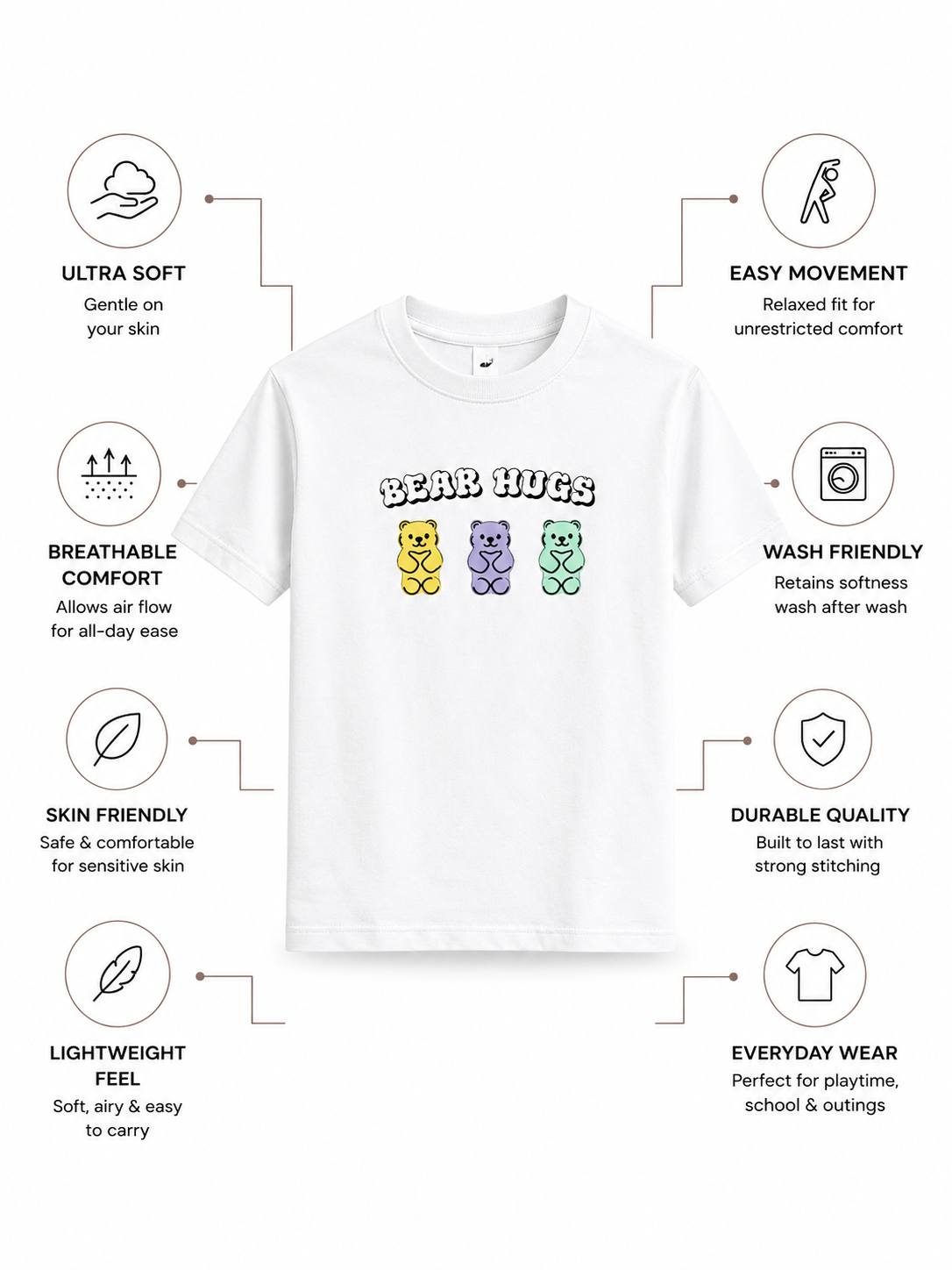 KYLE Bamboo Graphic T-Shirt – Berry Lucky Bear Print Kids T-Shirt