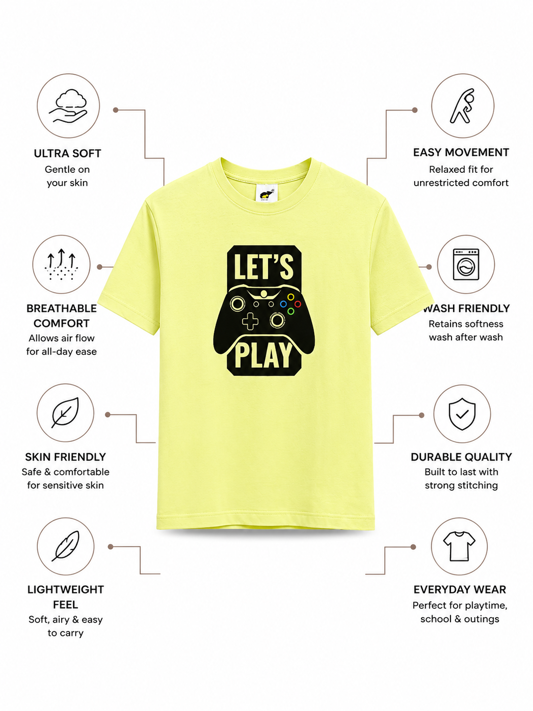 Paxton Bamboo Graphic T-Shirt – Let’s Play Gaming Print Kids T-Shirt
