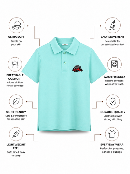 JORDON Bamboo Polo T-Shirt – Race Car Detail Boys Polo Tee
