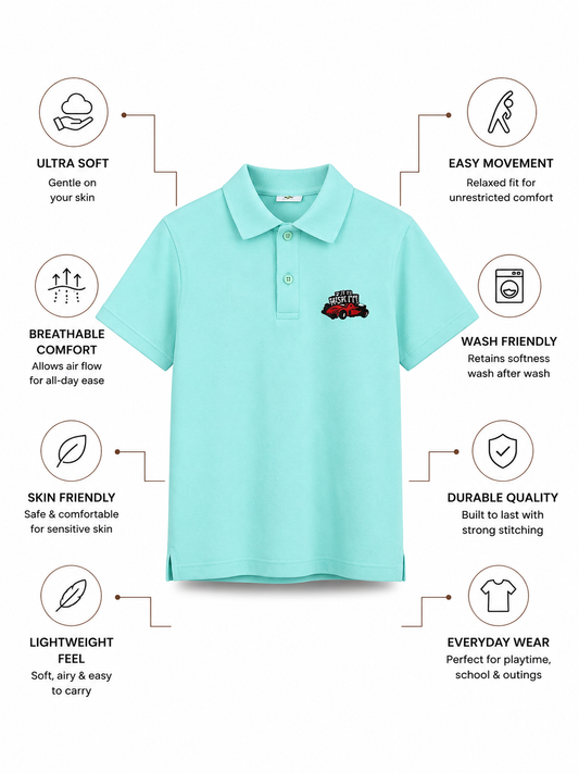 JORDON Bamboo Polo T-Shirt – Race Car Detail Boys Polo Tee