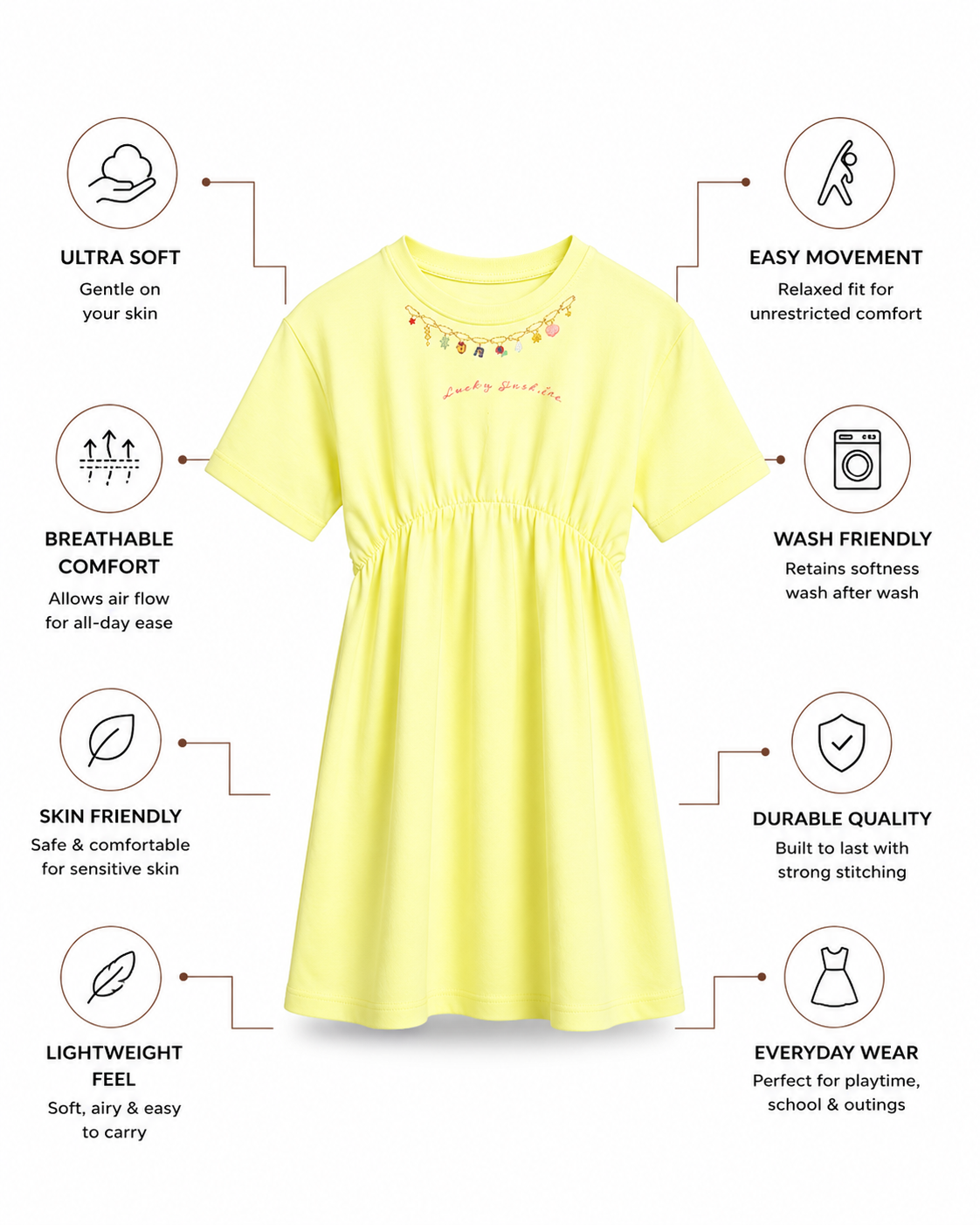 Ezra Dress – Lucky Charm Necklace Print Girls Dress