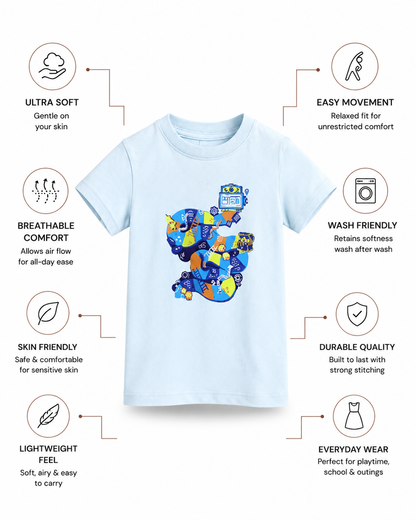 WILLOW Bamboo Graphic T-Shirt – Snakes & Ladders Print Kids T-Shirt
