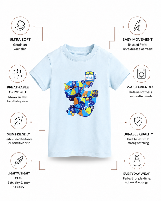 WILLOW Bamboo Graphic T-Shirt – Snakes & Ladders Print Kids T-Shirt