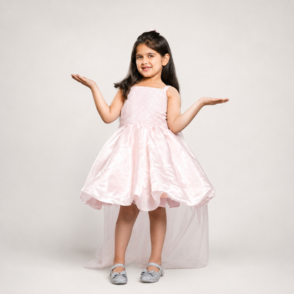 Tissue Dress With A Trail At The Back