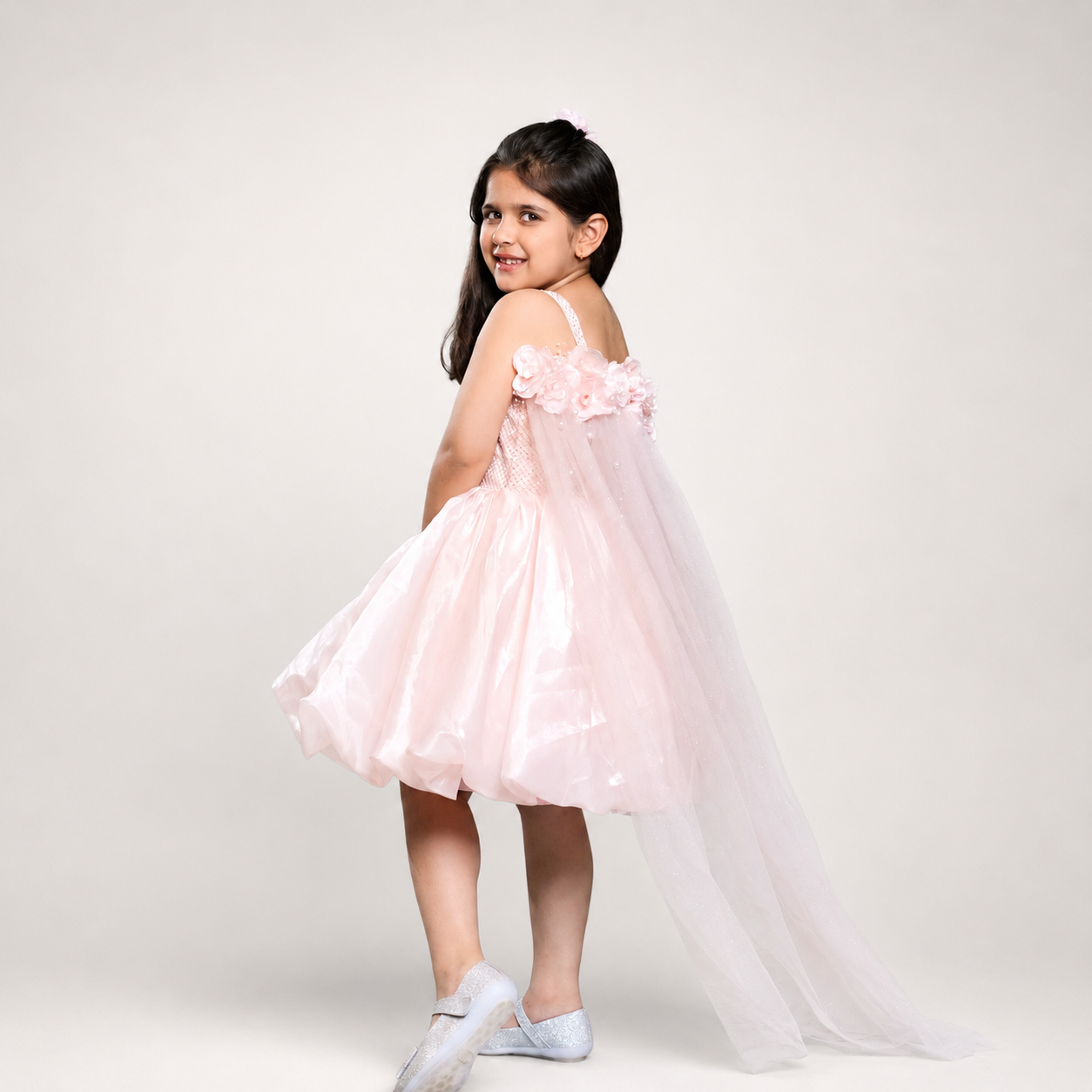 Tissue Dress With A Trail At The Back