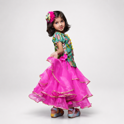 Tissue Lehenga With Blended Cotton Top