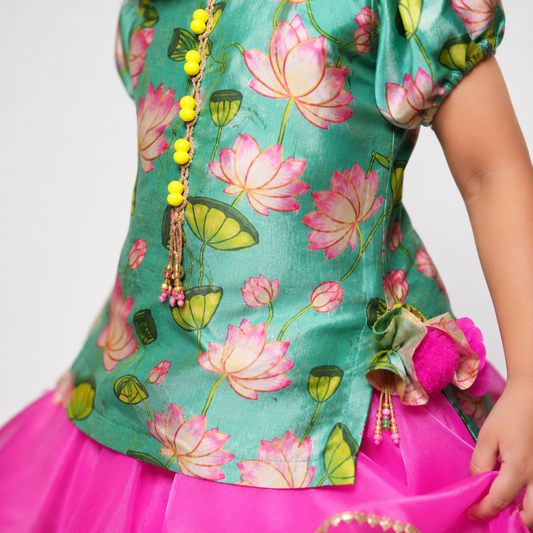 Tissue Lehenga With Blended Cotton Top