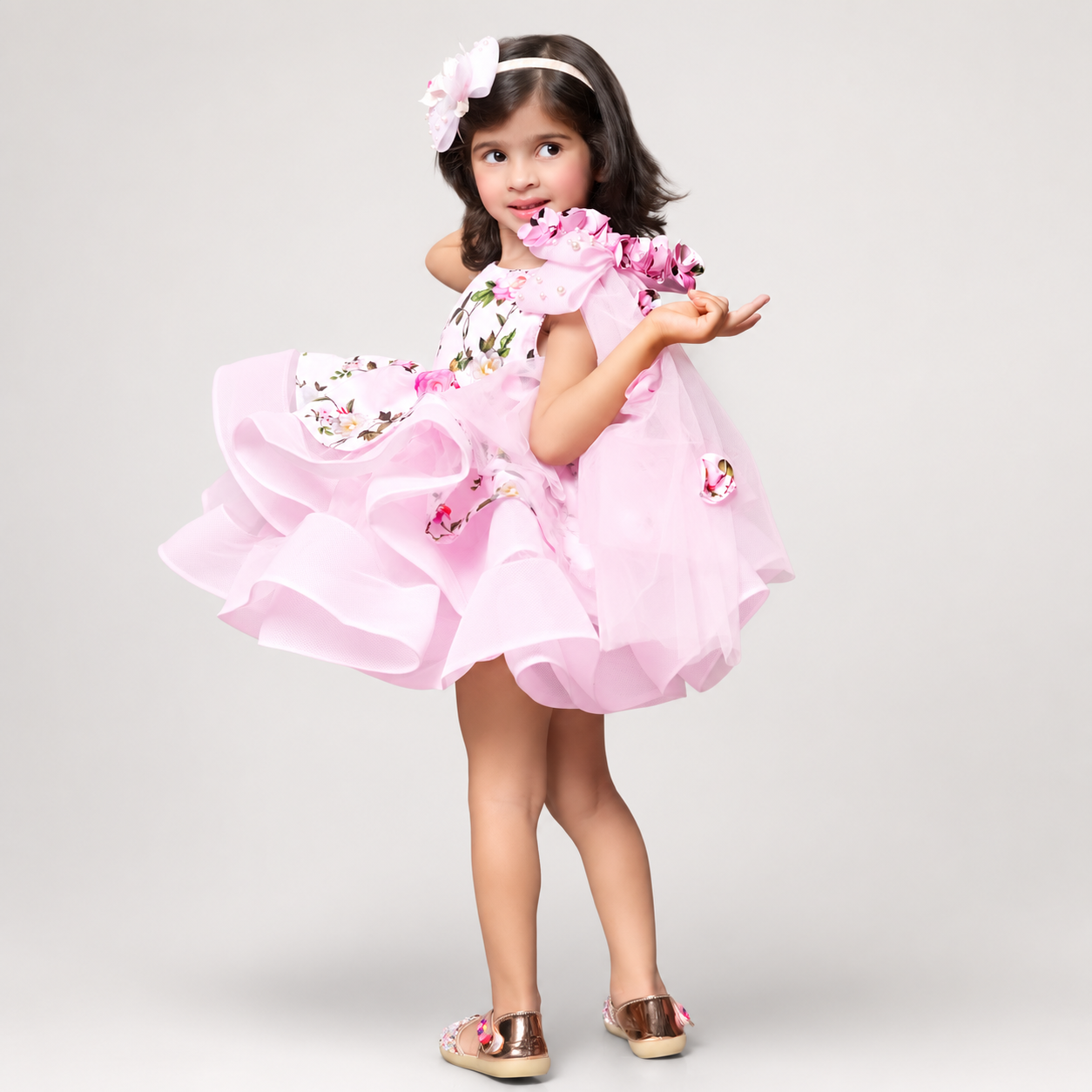 Flared Dress With A Shoulder Bow