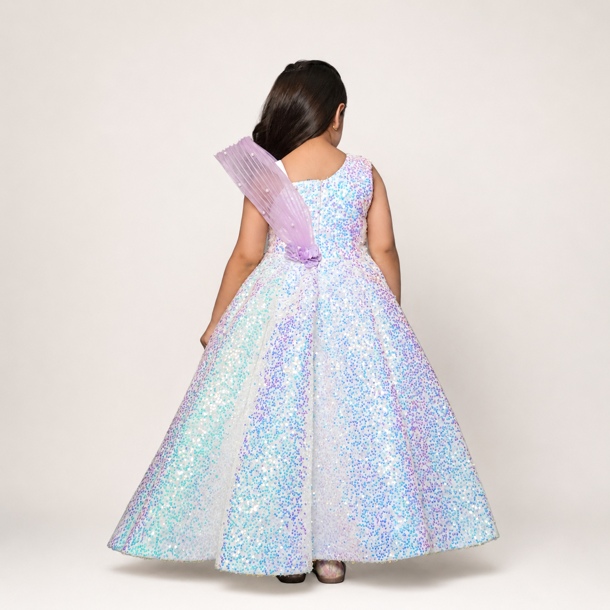 Sequin Gown With Handmade Flowers