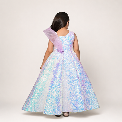 Sequin Gown With Handmade Flowers