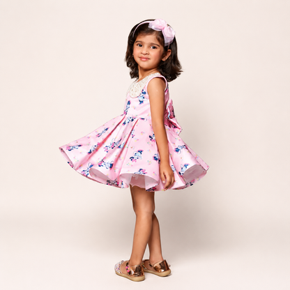 Glaze Cotton Dress With Beads Hand Embroidered Collar