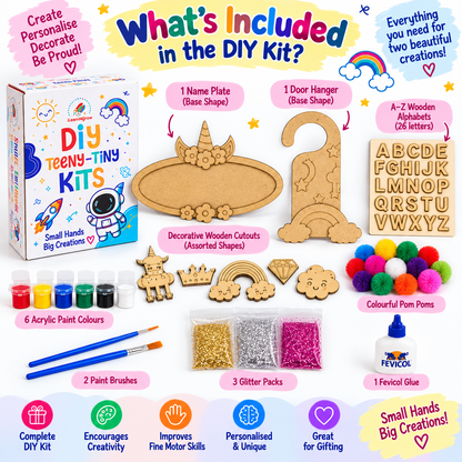 Teeny Tiny DIY Unicorn Name Plate Kit & Door Knob Craft Kit