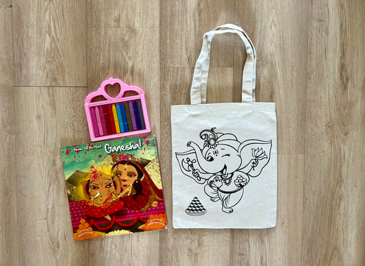 DIY Colouring Dancing Ganesha Tote Bag