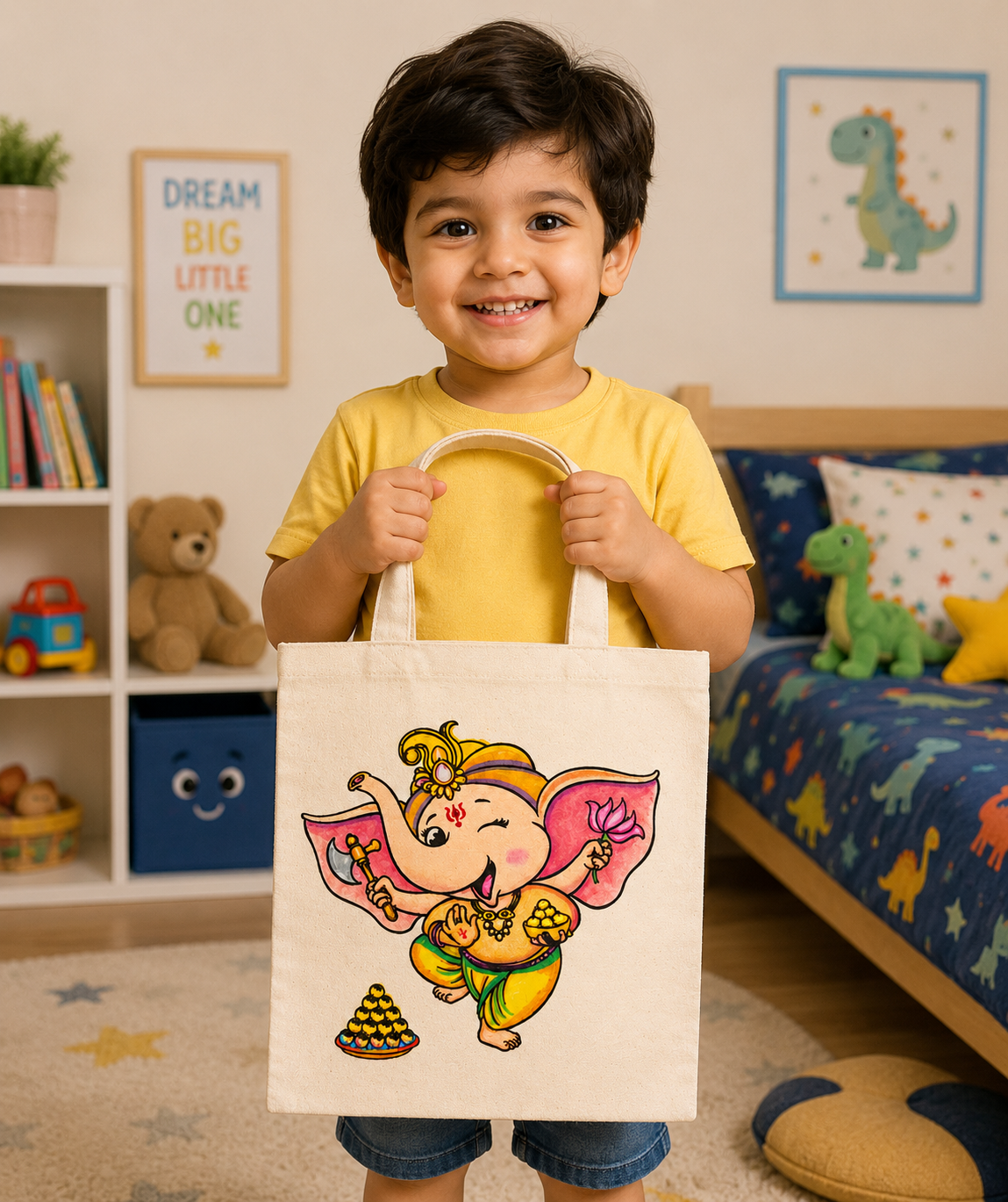 DIY Colouring Dancing Ganesha Tote Bag