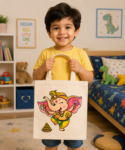 DIY Colouring Dancing Ganesha Tote Bag