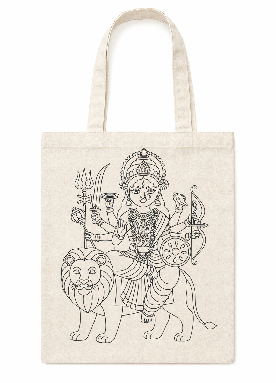 DIY Colouring Goddess Durga Tote Bag