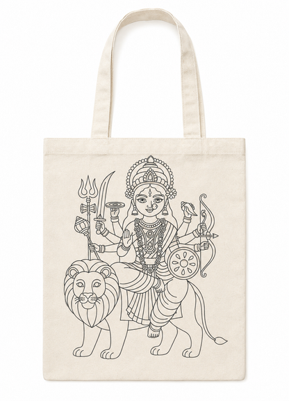 DIY Colouring Goddess Durga Tote Bag