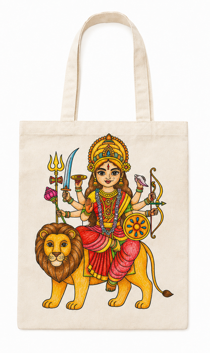 DIY Colouring Goddess Durga Tote Bag