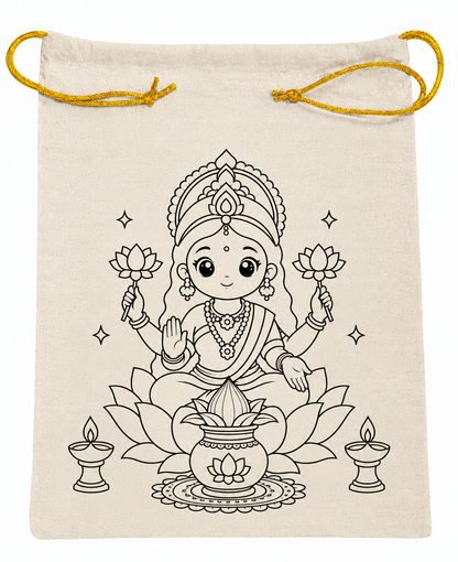 DIY Colouring Goddess Lakshmi Potli Bag