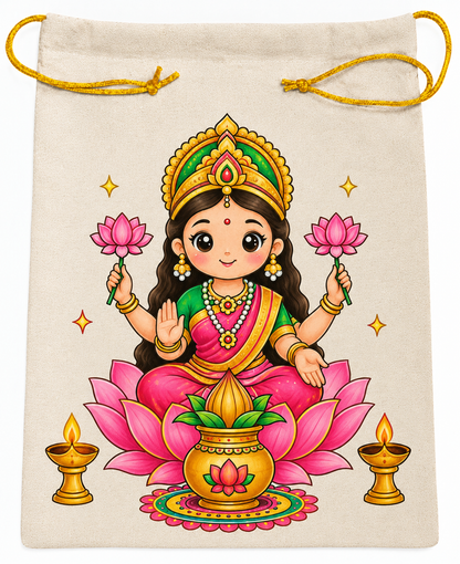 DIY Colouring Goddess Lakshmi Potli Bag