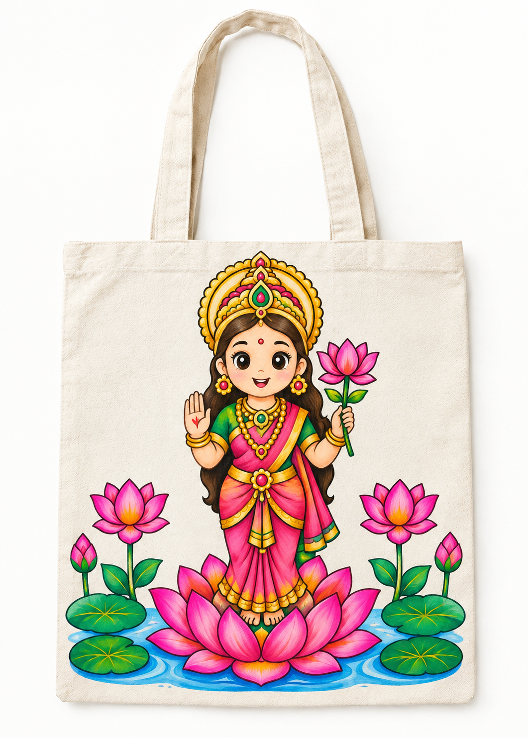 DIY Colouring Goddess Lakshmi Tote Bag
