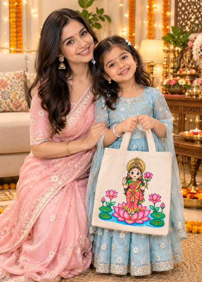 DIY Colouring Goddess Lakshmi Tote Bag