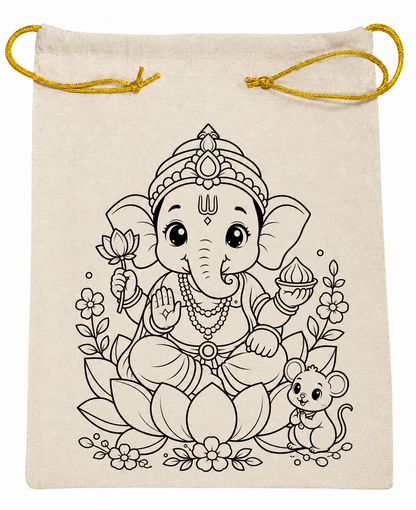 DIY Colouring Lord Ganesha Potli Bag