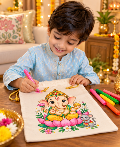 DIY Colouring Lord Ganesha Potli Bag