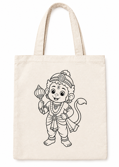 DIY Colouring Lord Hanuman Tote Bag