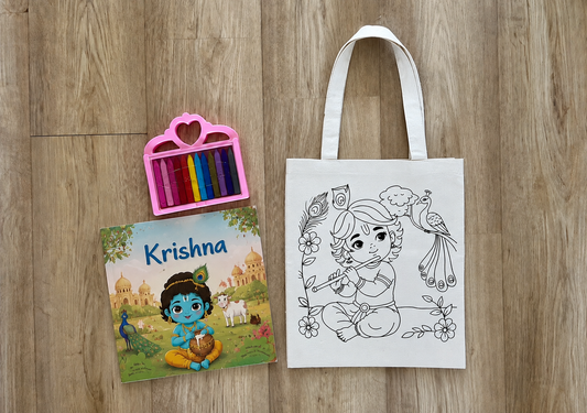 DIY Colouring Lord Krishna Tote Bag