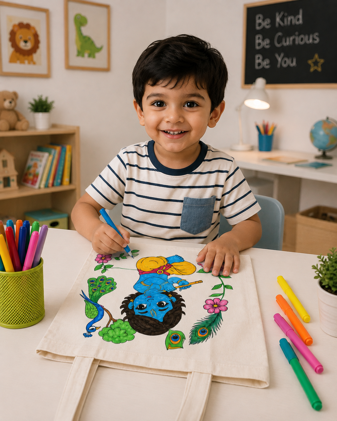 DIY Colouring Lord Krishna Tote Bag
