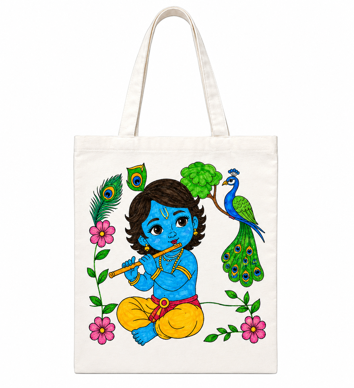 DIY Colouring Lord Krishna Tote Bag