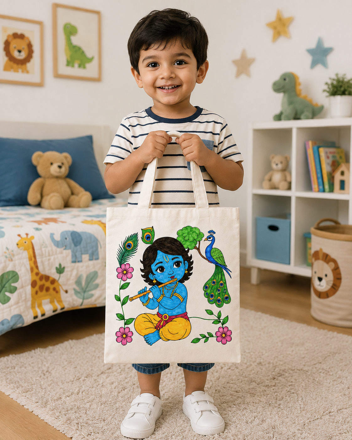 DIY Colouring Lord Krishna Tote Bag