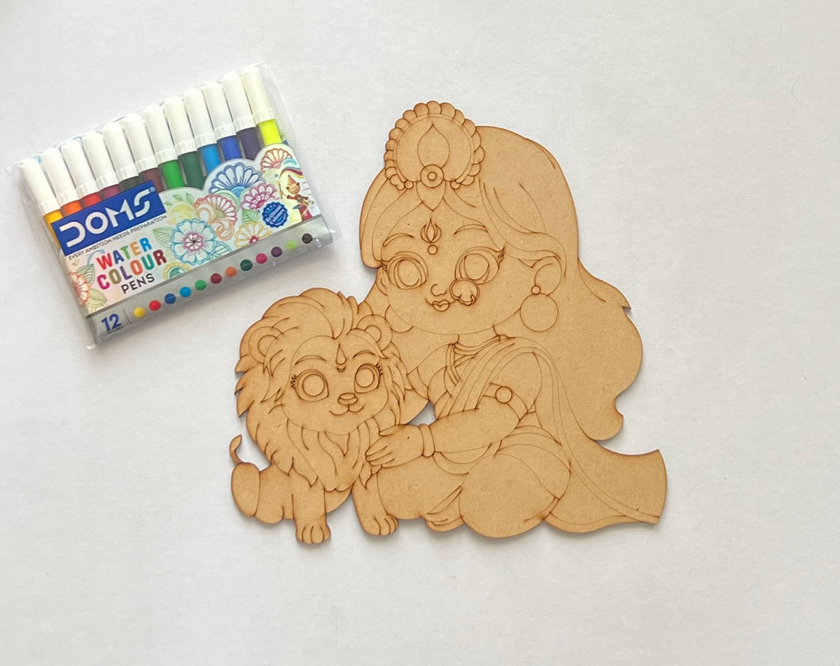 DIY Colouring Wooden Goddess Durga Activity Kit