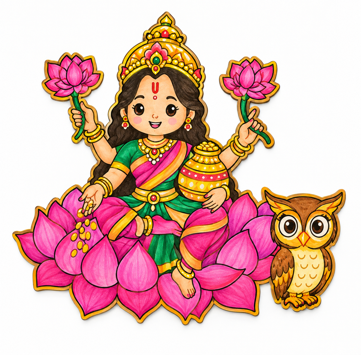 DIY Colouring Wooden Goddess Lakshmi Activity Kit