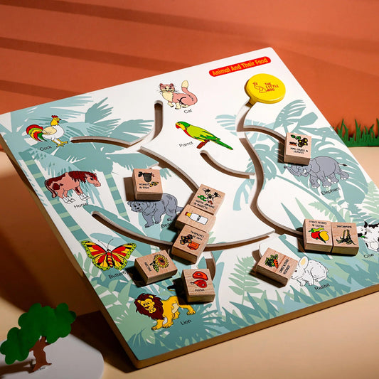 Animal and their food- Maze Puzzle Baby & Toddler