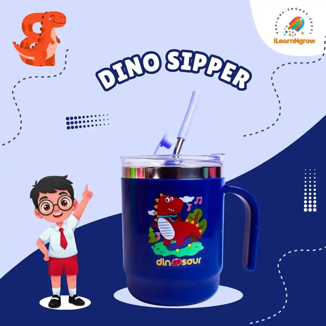 Dinosaur Theme Gift Bundle for Kids Sipper Bottle, Eraser & Wallet