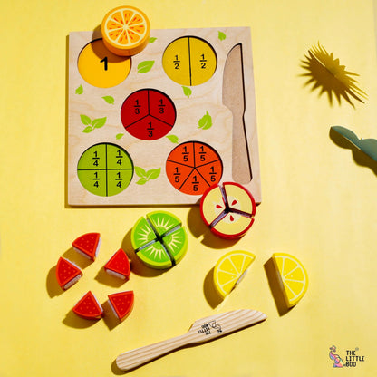 Wooden Fruit Fraction Puzzle Puzzle