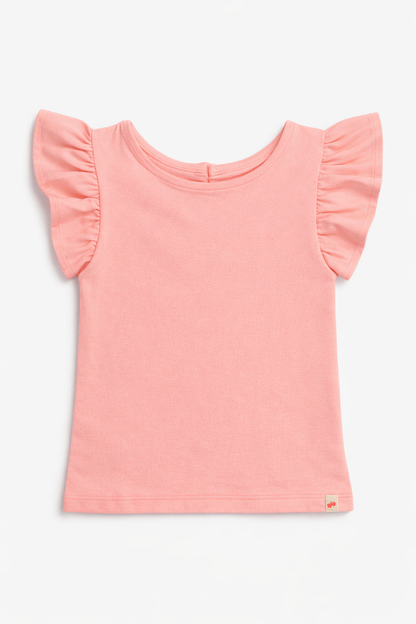 Bloom Frill Sleeve Stretch Top for Girls (Pink)