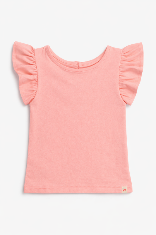 Bloom Frill Sleeve Stretch Top for Girls (Pink)