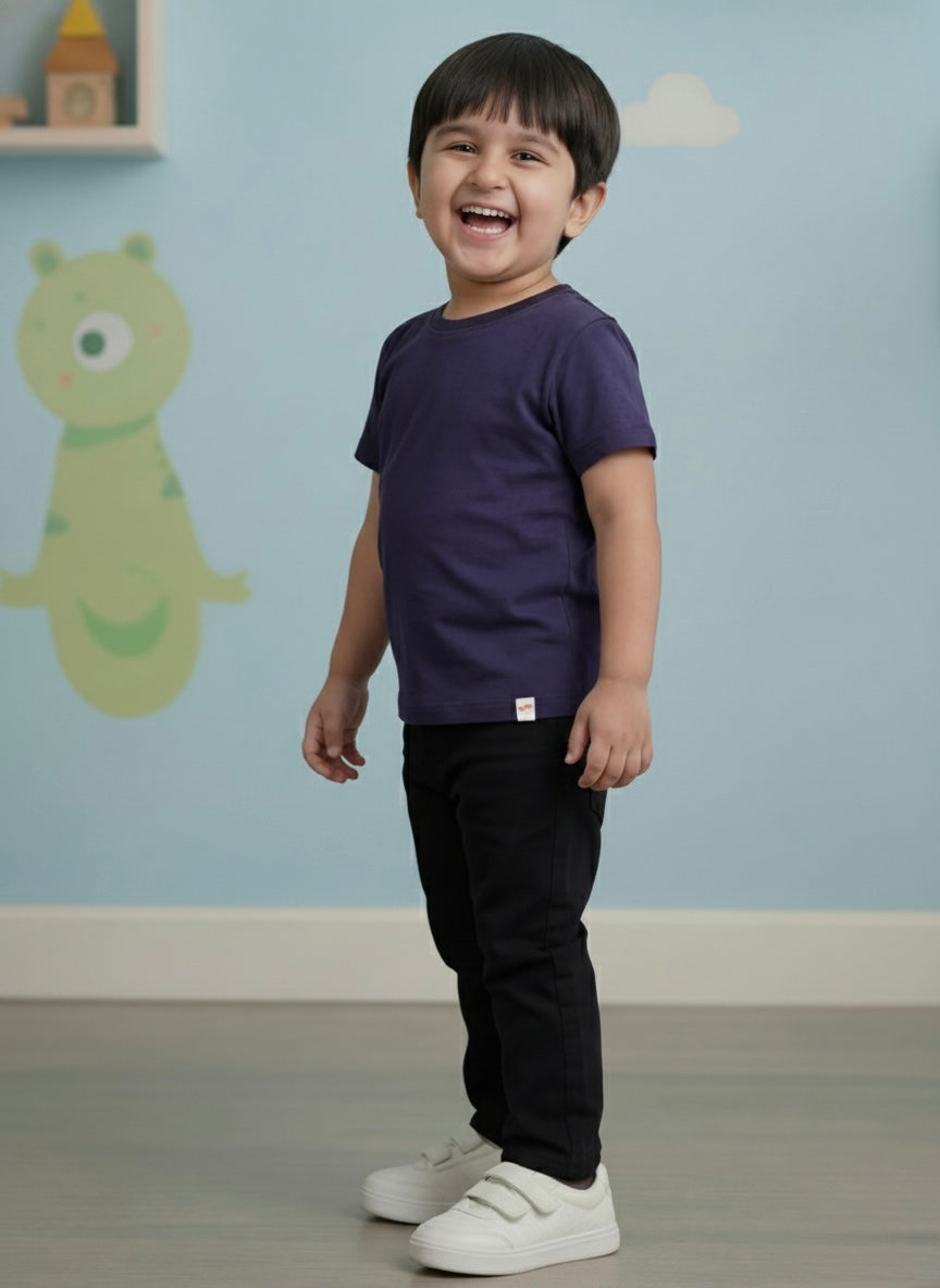 Black Cotton Relaxed Fit Jeans for Boys