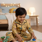 Boys Cotton Dinosaur Print Nightsuit Set (Shirt & Pajama) – Brown