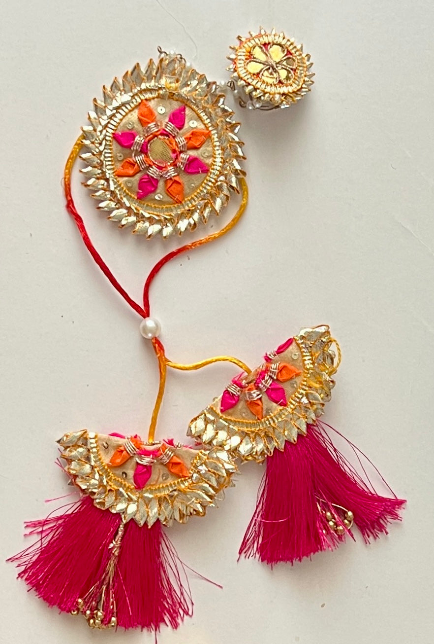 Gulshan Gota Patti Rakhi and Lumba Haathphool Set
