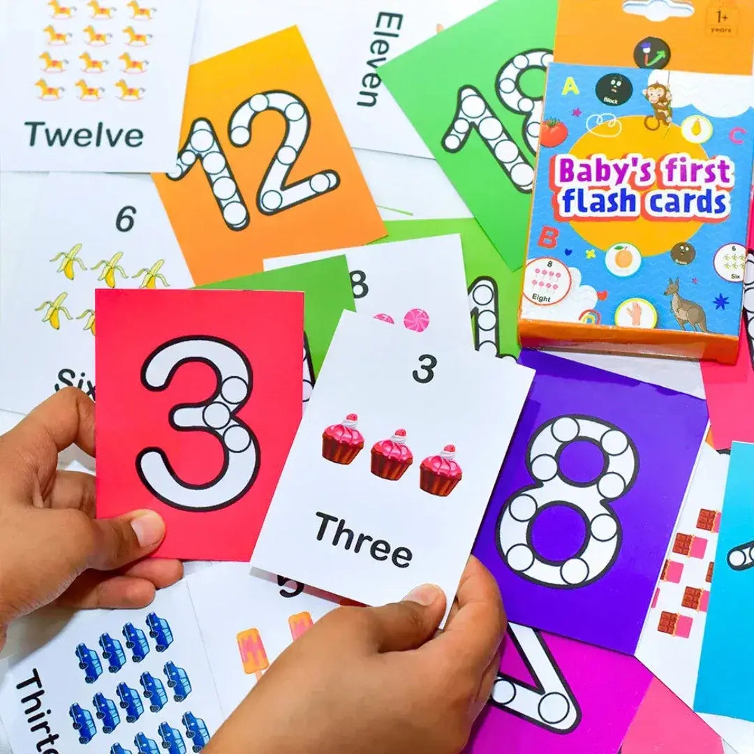 7-in-1 Flash Cards Combo | Montessori skills development, Tracing, Colouring, Matching and more | Experiential hands-on learning 150+ cards