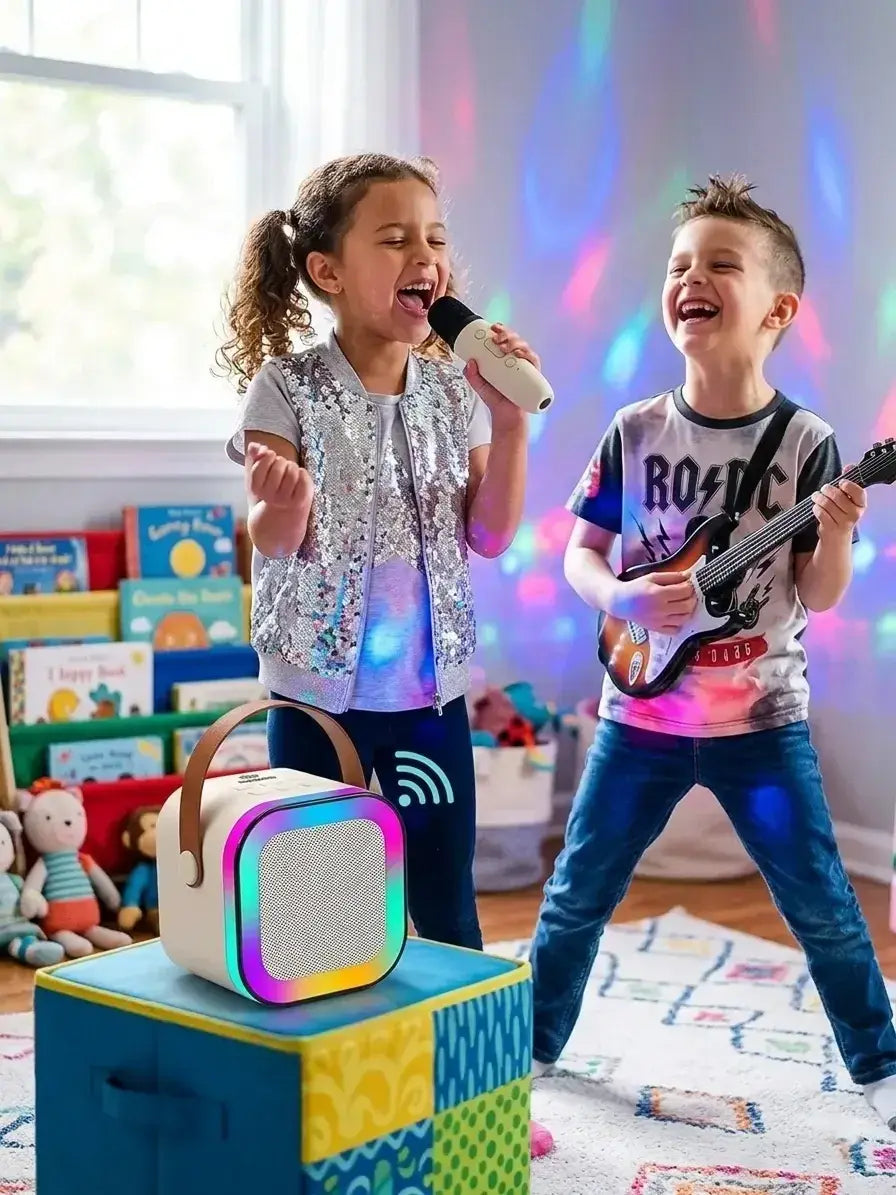 Kids Rechargeable Wireless Mini Portable Bluetooth Speaker With Karaoke Mic